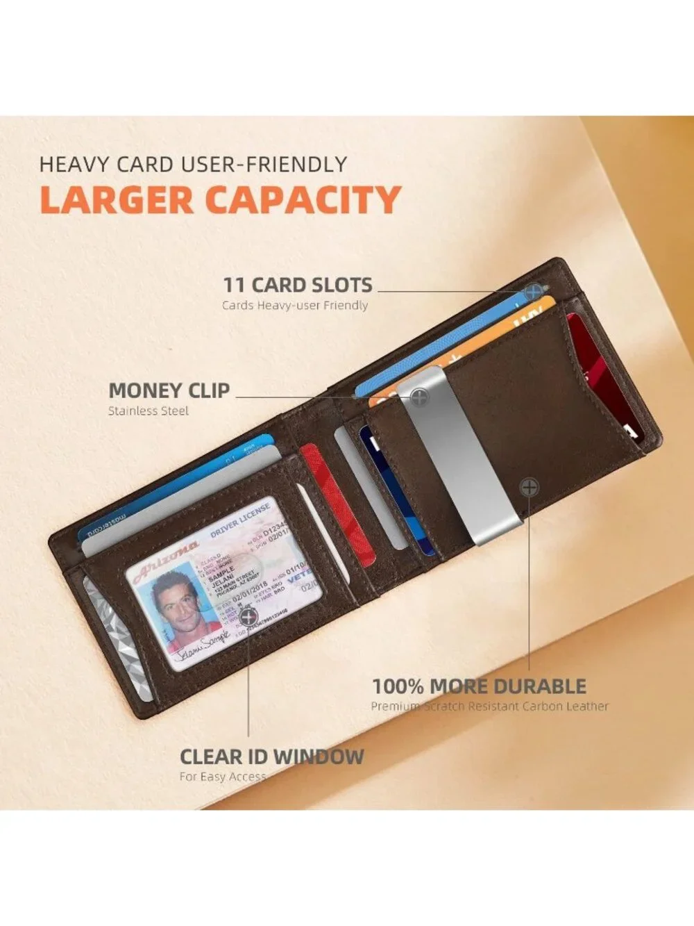 〽️Man Chocolate Leather Money RFID Blocking Pocket Bifold Credit Card Wallet